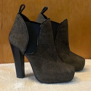 Proenza Schouler Olive/ Brown Textured Ankle Boots